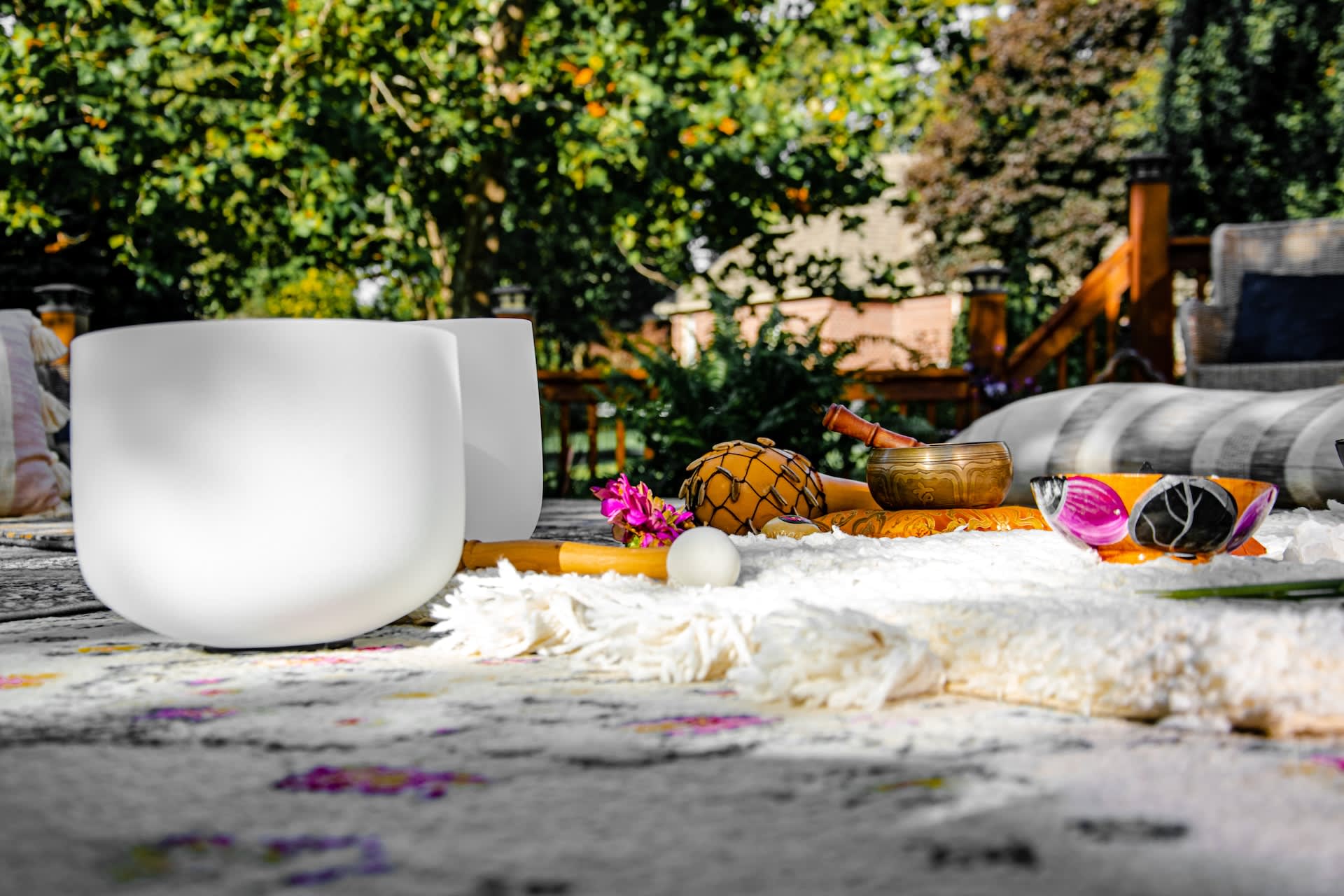 sound bath at wellness retreat